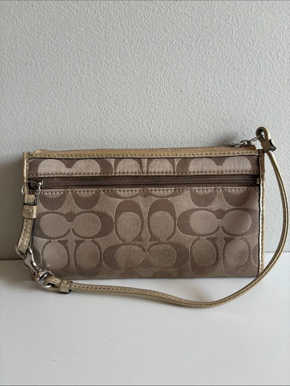 Coach Signature Jacquard Wristlet Wallet Clutch